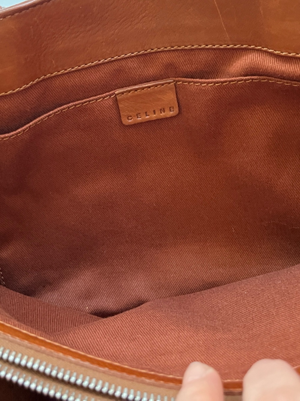 Celine Cognac Leather Handbag with Zip Center Compartment - Picture 3 of 10